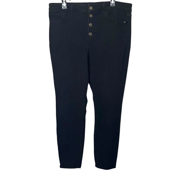 LAUREN CONRAD HI-RISE STRAIGHT LEG JEANS, WOMEN, 16 SKINNY-BLACK, 4 FRONT BUTTON - Picture 1 of 12
